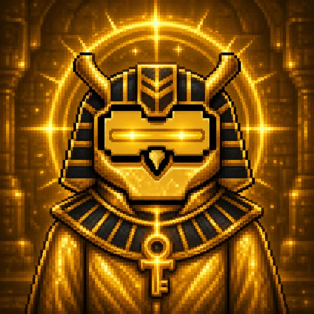 Golden Proof Pharaoh owl with a ceremonial crown and collar