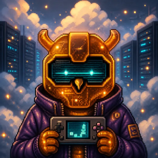 UTXO Owl #0152 — Amber Retro Gamer