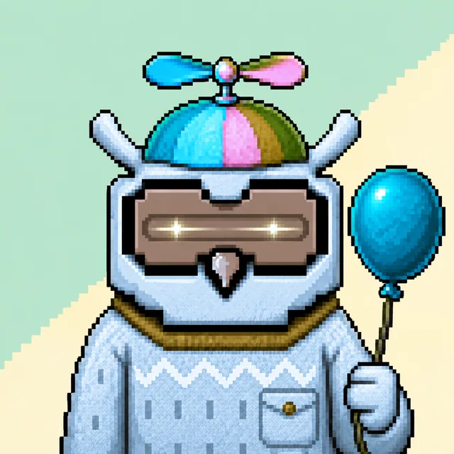 Balloon Daydreamer owl wearing a pastel propeller cap with a blue balloon